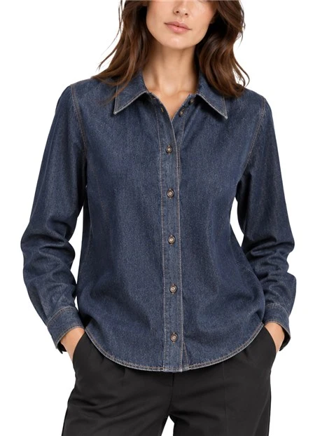 CAMICIA IN JERSEY EFFETTO DENIM DONNA BLU