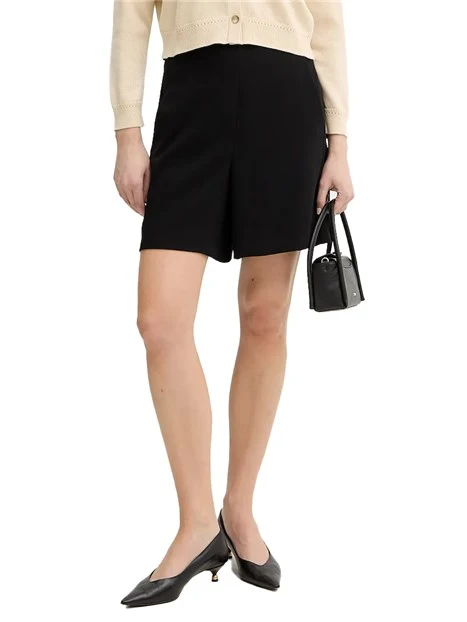 SHORTS IN CREPE ENVERS SATIN CON VITA ALTA DONNA NERO