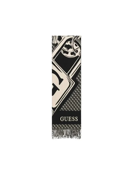SCIARPA CON MAXI LOGO 4G E FRANGE DONNA NERO