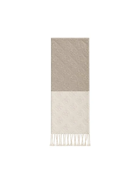 SCIARPA BICOLORE CON LOGO 4G ALL OVER E FRANGE DONNA BEIGE