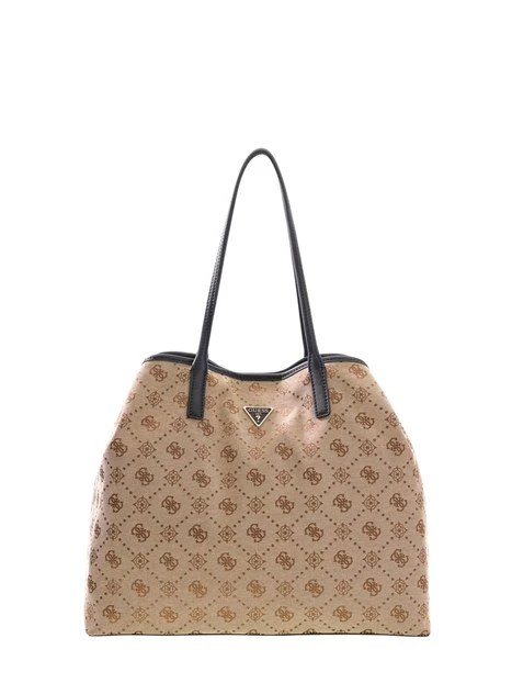 BORSA SHOPPING CON LOGO STAMPATO ALL OVER DONNA BEIGE