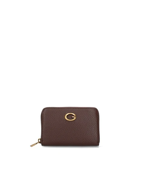 PORTAFOGLIO COMPATTO CON LOGO METALLICO DONNA MARRONE