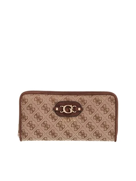 PORTAFOGLIO CON LOGO ALL OVER E ZIP DONNA BEIGE