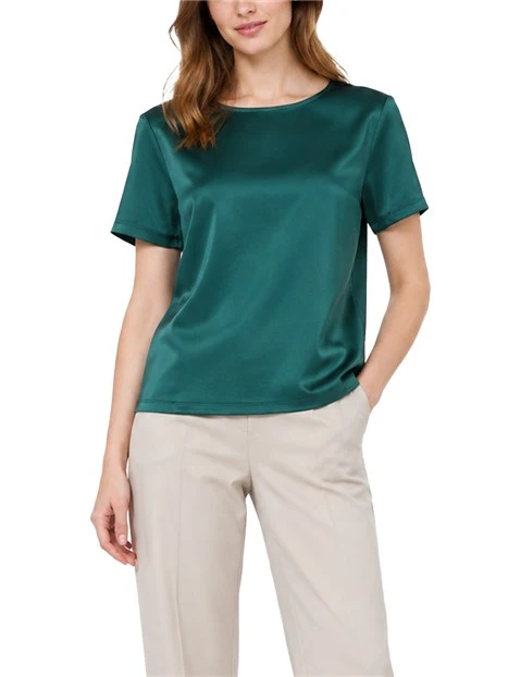 T-SHIRT MANICA CORTA GIROCOLLO IN RASO CON INSERTO SUL RETRO DONNA VERDE
