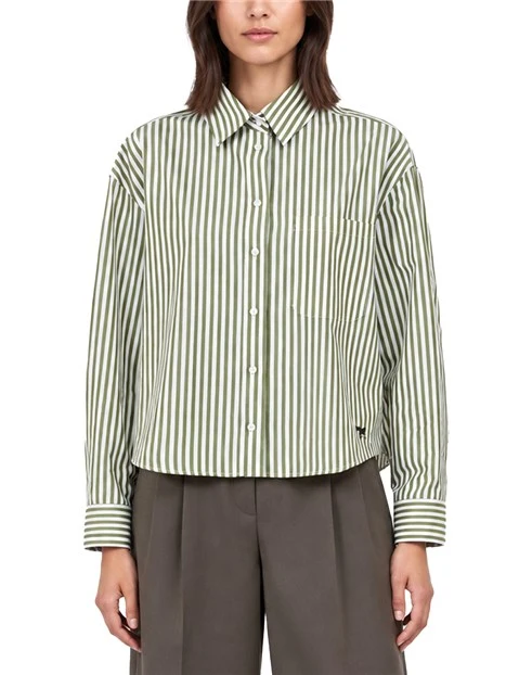 CAMICIA BOXY IN POPELINE DI PURO COTONE DONNA VERDE