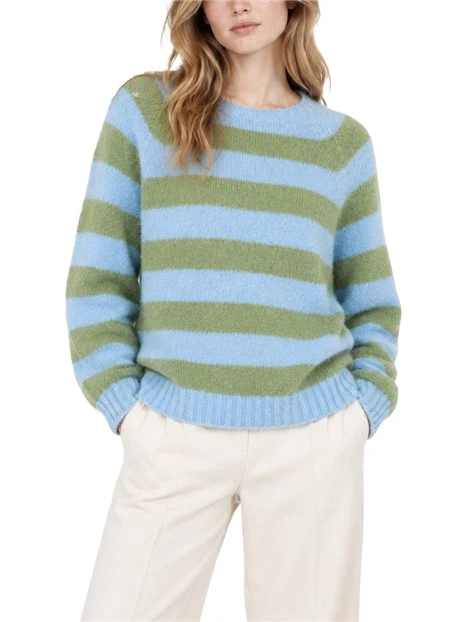MAGLIA GIROCOLLO IN MISTO ALPACA E COTONE DONNA AZZURRO
