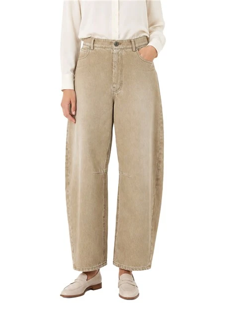 JEANS REGULAR 5 TASCHE A GAMBA SAGOMATA DONNA BEIGE