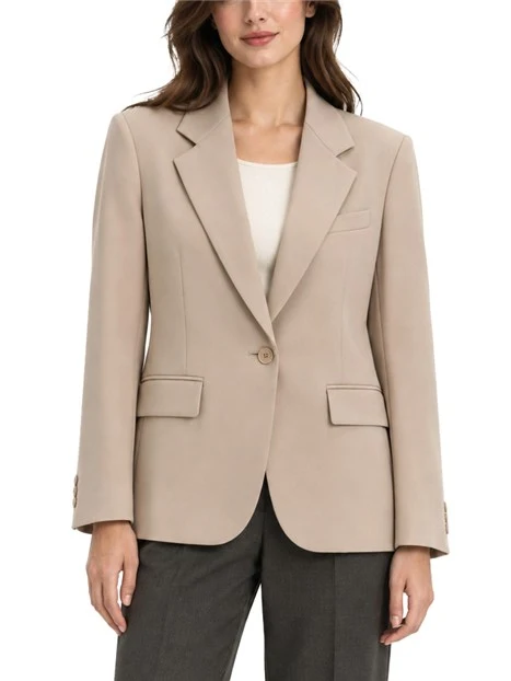 BLAZER MONOPETTO IN PURA LANA NATURAL STRETCH DONNA BEIGE