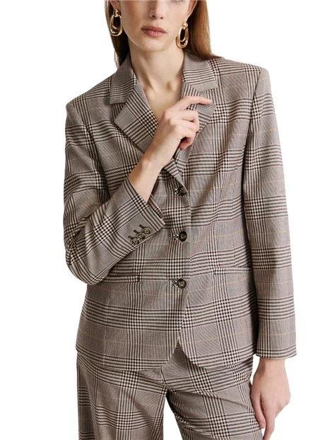 BLAZER MONOPETTO PRINCIPE DI GALLES DONNA MARRONE
