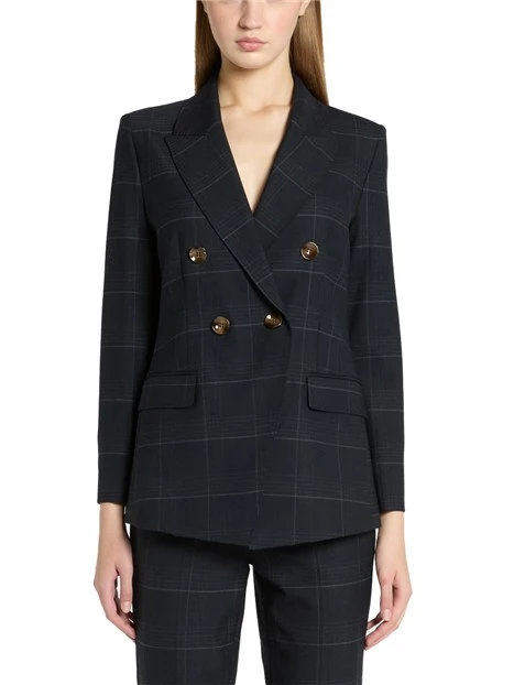 BLAZER DOPPIOPETTO IN MISTO LANA STRETCH DONNA BLU