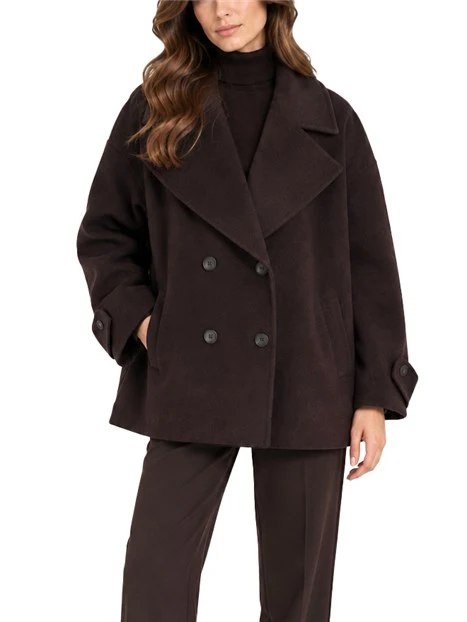 CAPPOTTO CORTO MODELLO BLOUSON IN MISTO LANA DONNA MARRONE