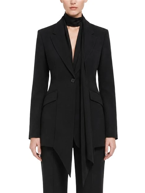 GIACCA IN ENVERS SATIN CON SCIARPA RIMOVIBILE DONNA NERO