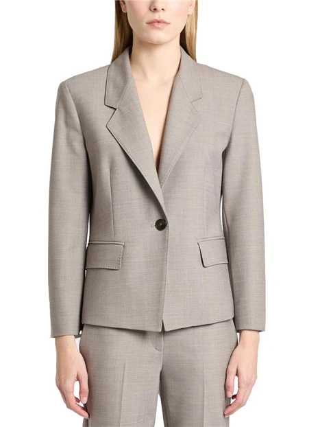 GIACCA CORTA MONOPETTO IN MISTO LANA STRETCH DONNA GRIGIO