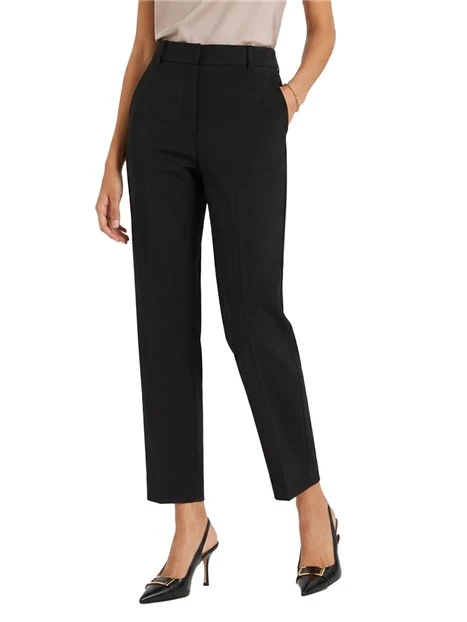 PANTALONI PALAZZO IN TESSUTO STRETCH DAL TAGLIO SARTORIALE DONNA NERO