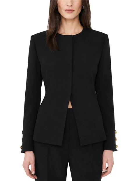 GIACCA CORTA SEMI ADERENTE IN CRÊPE ENVERS SATIN DONNA NERO