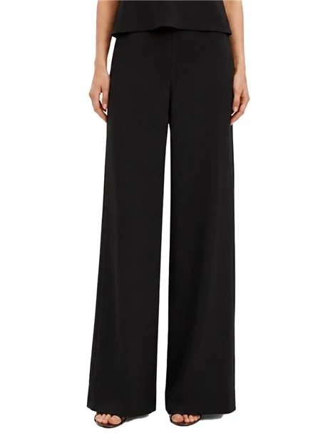 PANTALONE PALAZZO IN CRÊPE DI ENVERS SATIN DONNA NERO