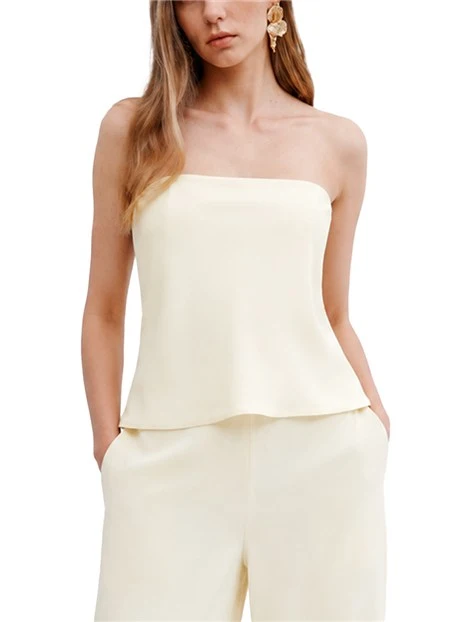 TOP BUSTIER IN ENVERS SATIN DONNA BIANCO