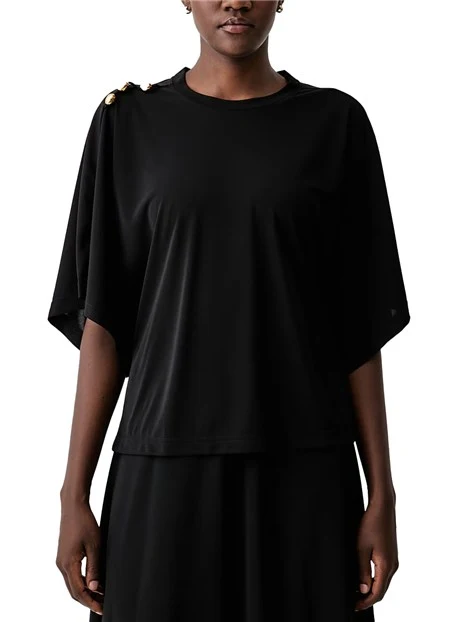 BLUSA IN JERSEY CON MANICHE A KIMONO DONNA NERO