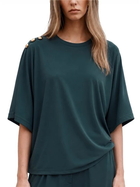 BLUSA IN JERSEY CON MANICHE A KIMONO DONNA BLU