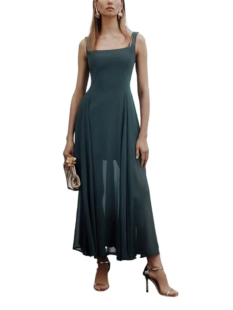 VESTITO LUNGO IN GEORGETTE  DONNA BLU