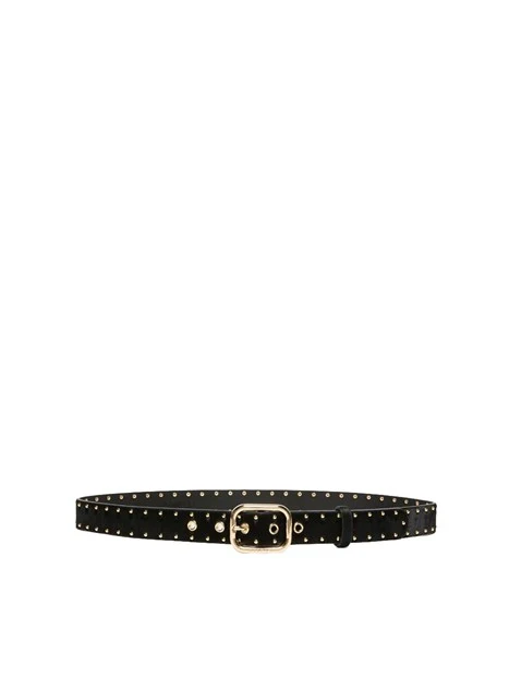 CINTURA IN PELLE CON BORCHIE E DETTAGLI METALLICI DONNA NERO