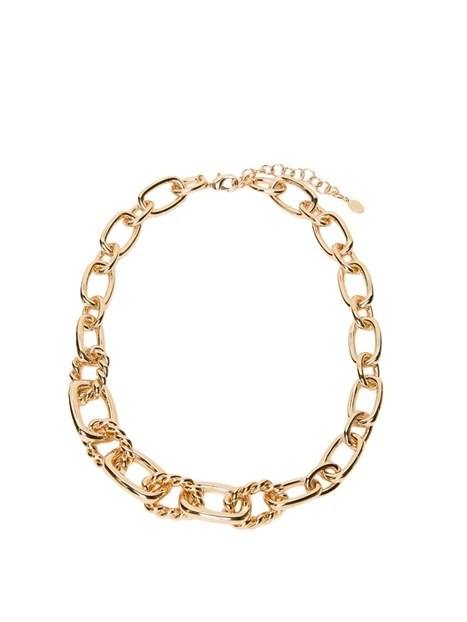 COLLANA GIROCOLLO A CATENA CON ANELLI TORCHON DONNA ORO