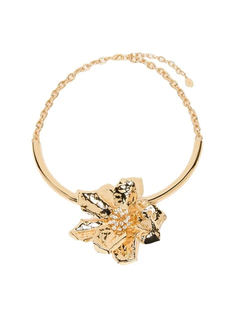 COLLANA CON PENDENTE FIORE E STRASS DONNA ORO