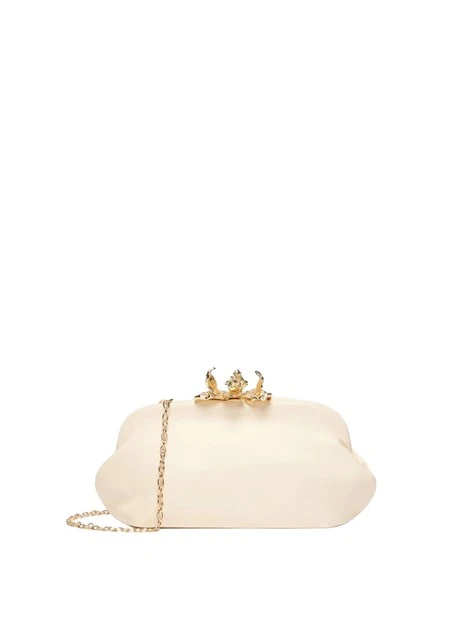POCHETTE PICCOLA CON FIORE IN METALLO DONNA AVORIO