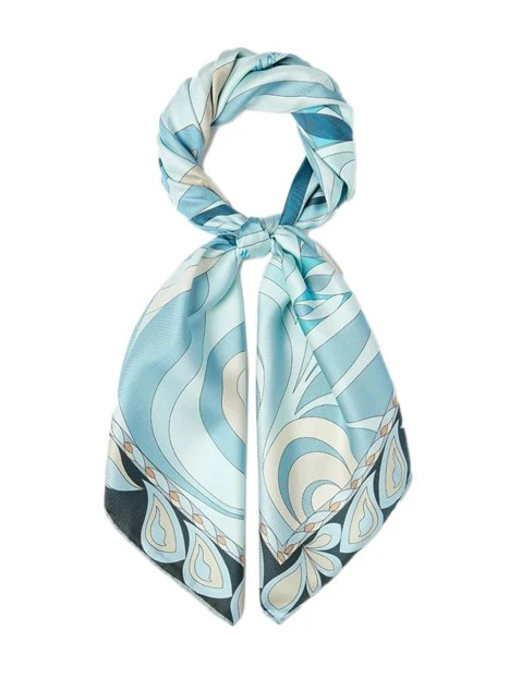FOULARD IN PURA SETA REVERSIBILE DONNA AZZURRO
