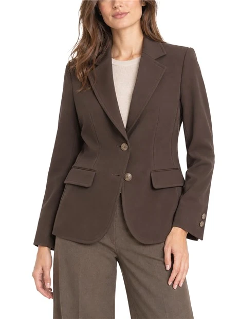 BLAZER MONOPETTO CON REVERS DONNA MARRONE