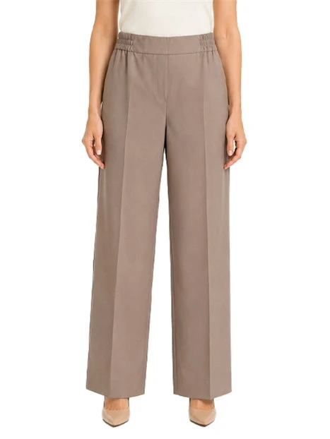 PANTALONI PALAZZO IN FLANELLA DI MISTO VISCOSA CON INSERTO ELASTICO DONNA BEIGE