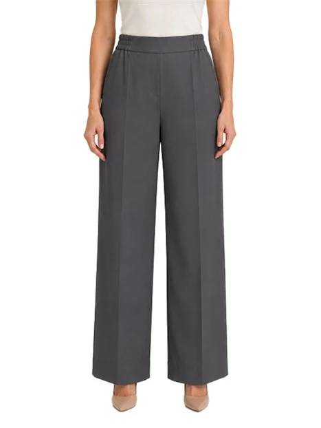 PANTALONI PALAZZO IN FLANELLA DI MISTO VISCOSA CON INSERTO ELASTICO DONNA GRIGIO