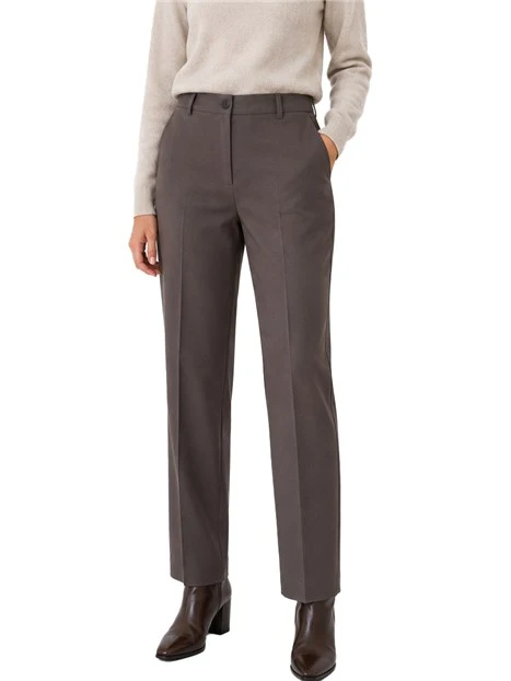 PANTALONI PALAZZO IN FLANELLA STRETCH DONNA MARRONE