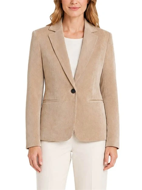 BLAZER MONOPETTO IN CINIGLIA STRETCH CON PINCE DONNA BEIGE