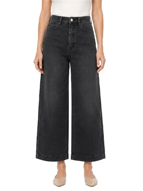 JEANS PALAZZOWIDE LEG IN DENIM STRETCH DONNA NERO