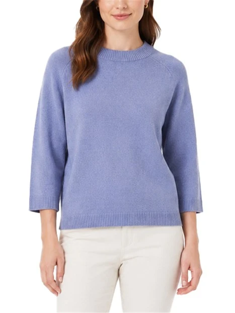 MAGLIA GIROCOLLO IN FILATO DI LANA E CASHMERE CON MANICHE A TRE QUARTI DONNA VIOLA