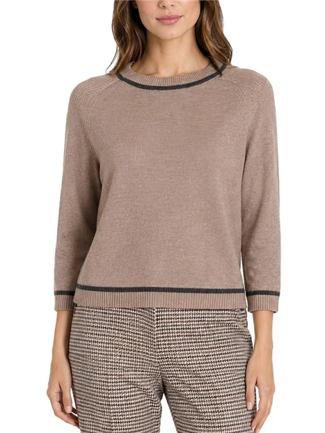 MAGLIA GIROCOLLO IN FILATO DI LANA E CASHMERE CON MANICHE A TRE QUARTI DONNA VIOLA