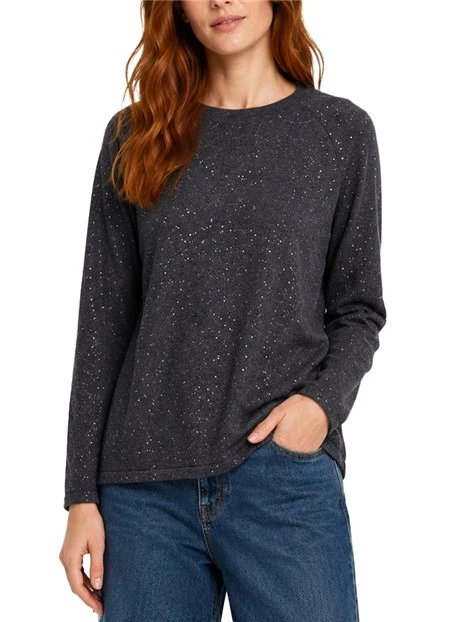 MAGLIA GIROCOLLO  CON LUREX E PAILLETTES DONNA GRIGIO SCURO