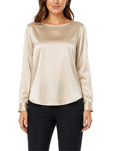 BLUSA IN RASO STRETCH CON SCOLLO A BARCHETTA DONNA GIALLO