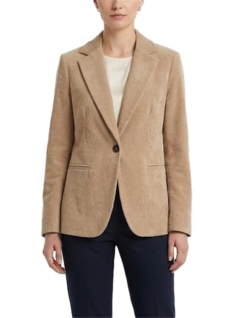 BLAZER MONOPETTO IN VELLUTO CON FODERA INTERNA DONNA MARRONE
