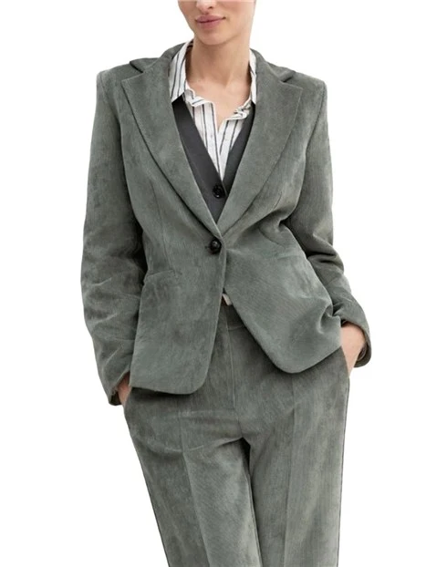 BLAZER MONOPETTO IN VELLUTO CON FODERA INTERNA DONNA VERDE