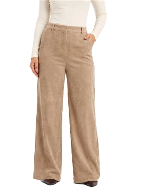 PANTALONE PALAZZO IN VELLUTO STRETCH FIT REGOLARE DONNA MARRONE