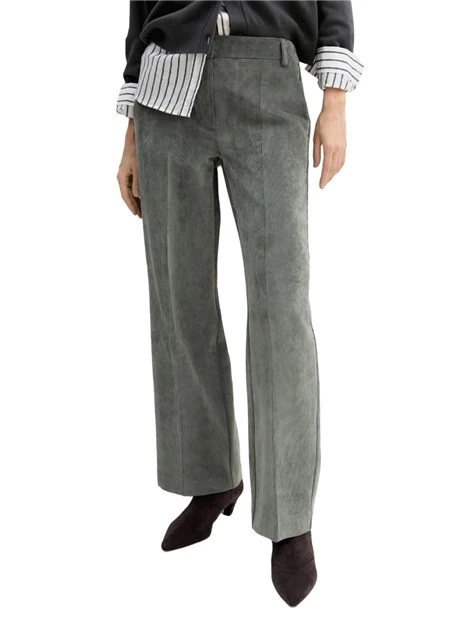 PANTALONE PALAZZO IN VELLUTO STRETCH FIT REGOLARE DONNA VERDE