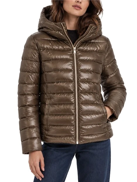 PIUMINO CORTO IN TESSUTO TECNICO ANTIGOCCIA DONNA BEIGE