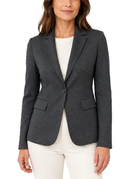 BLAZER MONOPETTO IN JERSEY STRETCH LAVORATO A PUNTO MILANO DONNA GRIGIO