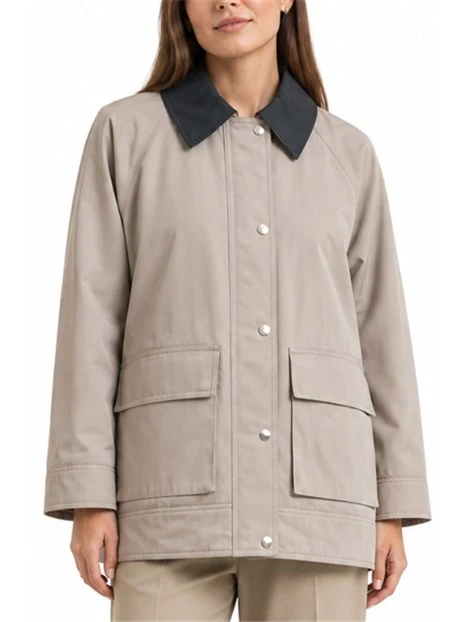 GIACCA IMPERMEABILE IN GABARDINA ANTIGOCCIA CON DETTAGLI IN FLANELLA DONNA TORTORA