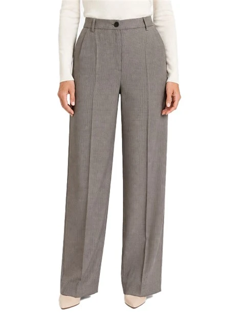 PANTALONI IN MISTO VISCOSA FIT REGOLARE CON PIEGHE STIRATE DONNA MARRONE
