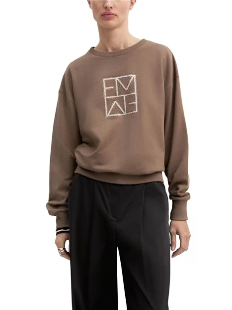 FELPA IN MISTO COTONE CON LOGO E DECORAZIONI CON CRISTALLI E GLITTER DONNA TORTORA