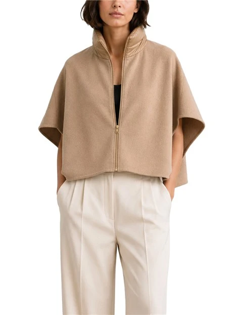 GIACCA CORTA STILE PONCHO CON ZIP FRONTALE DONNA BEIGE