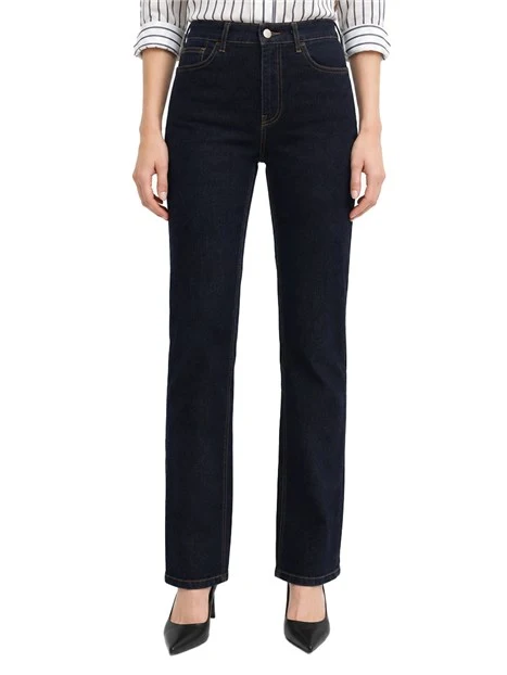 JEANS A ZAMPA CON LINEA ADERENTE IN DENIM DI COTONE STRETCH DONNA BLU